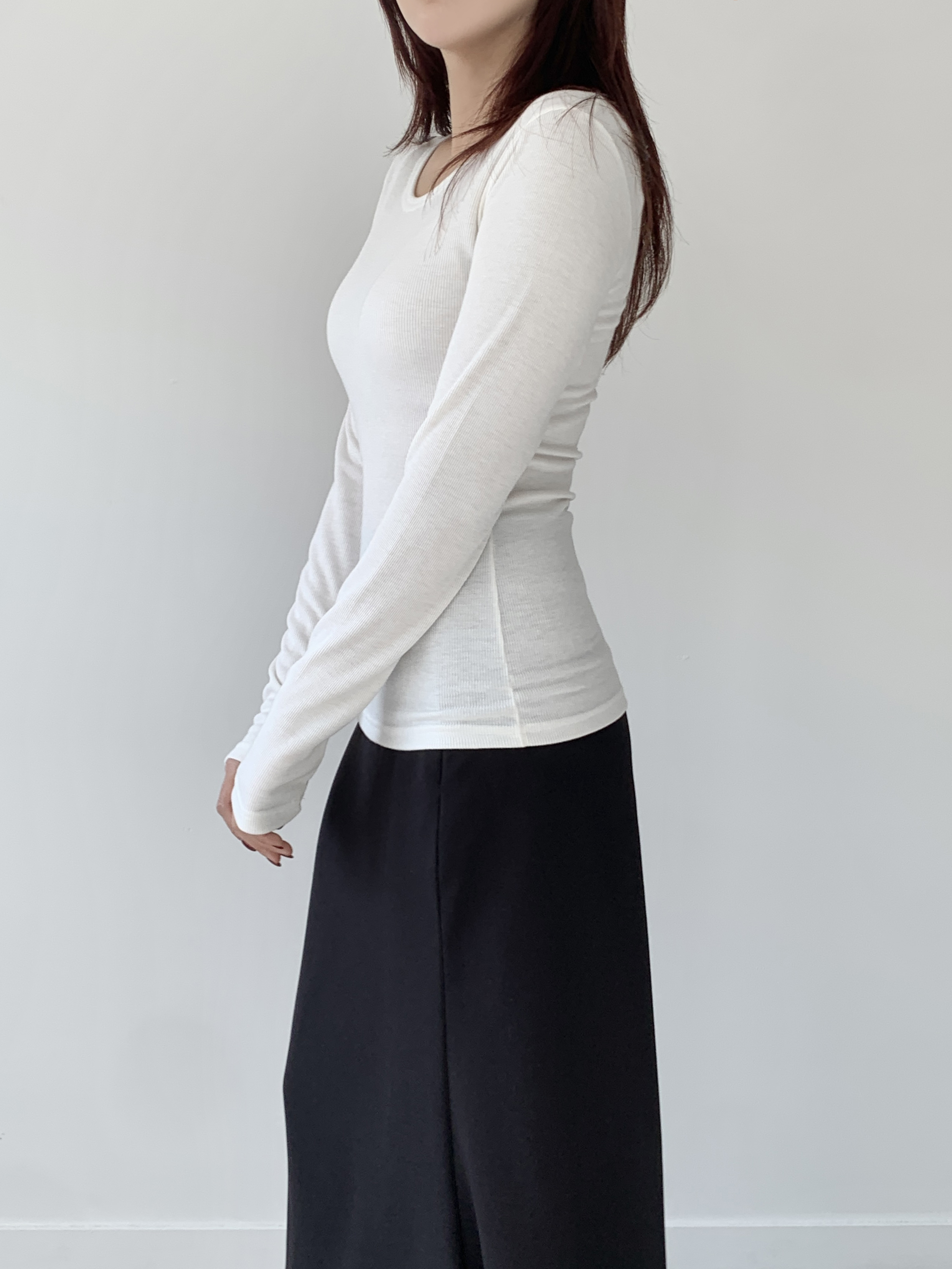 裏起毛ワイドネックリブ長袖Tシャツ | 詳細画像18