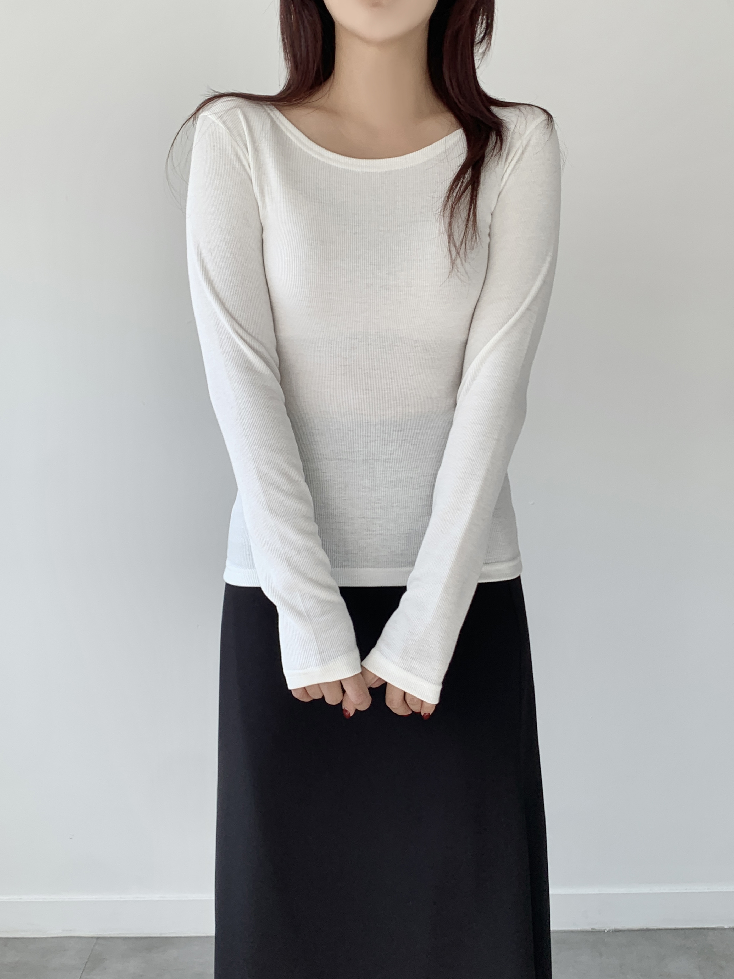 裏起毛ワイドネックリブ長袖Tシャツ | 詳細画像13