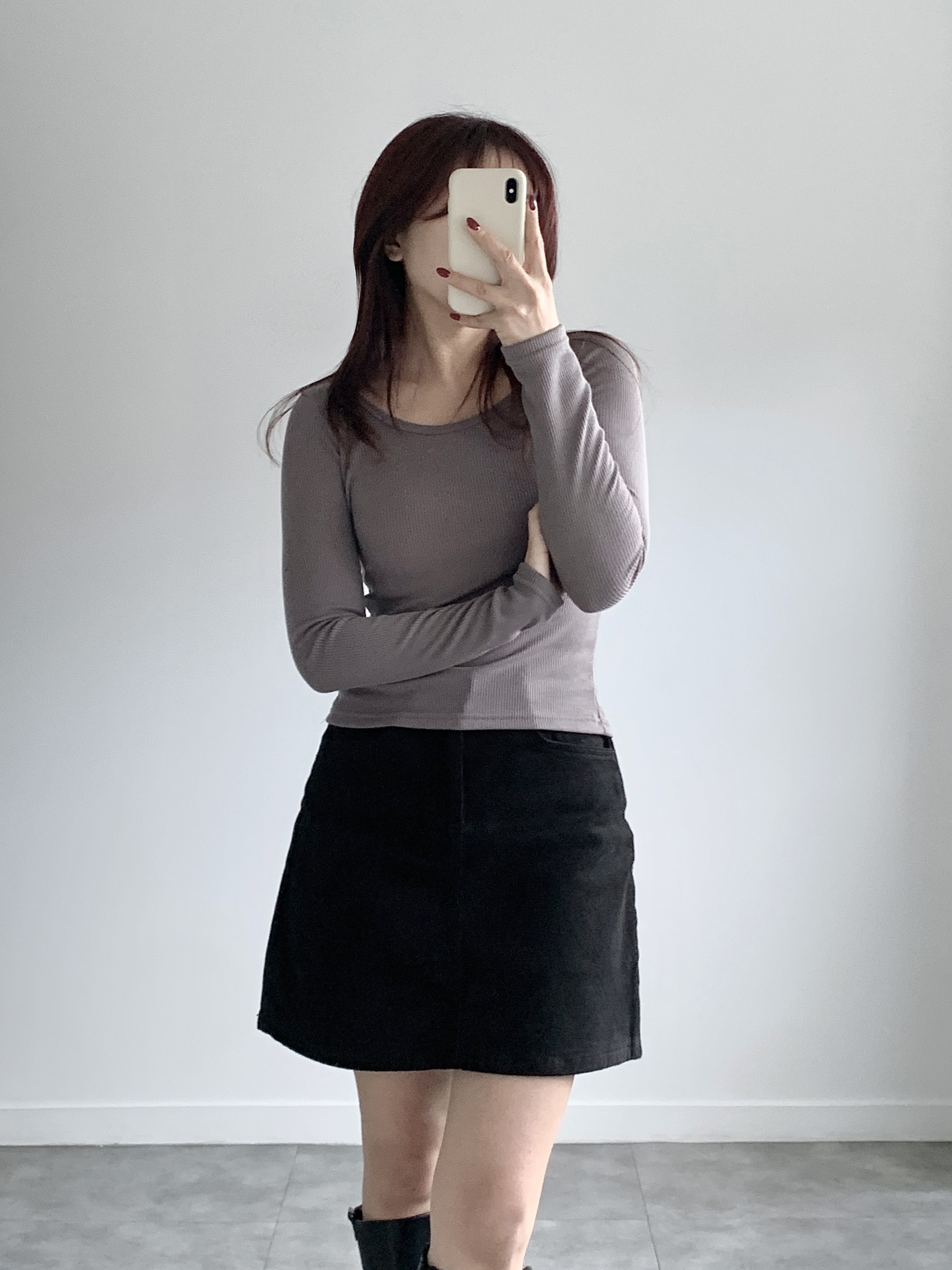 裏起毛ワイドネックスリムリブTシャツ | 詳細画像3