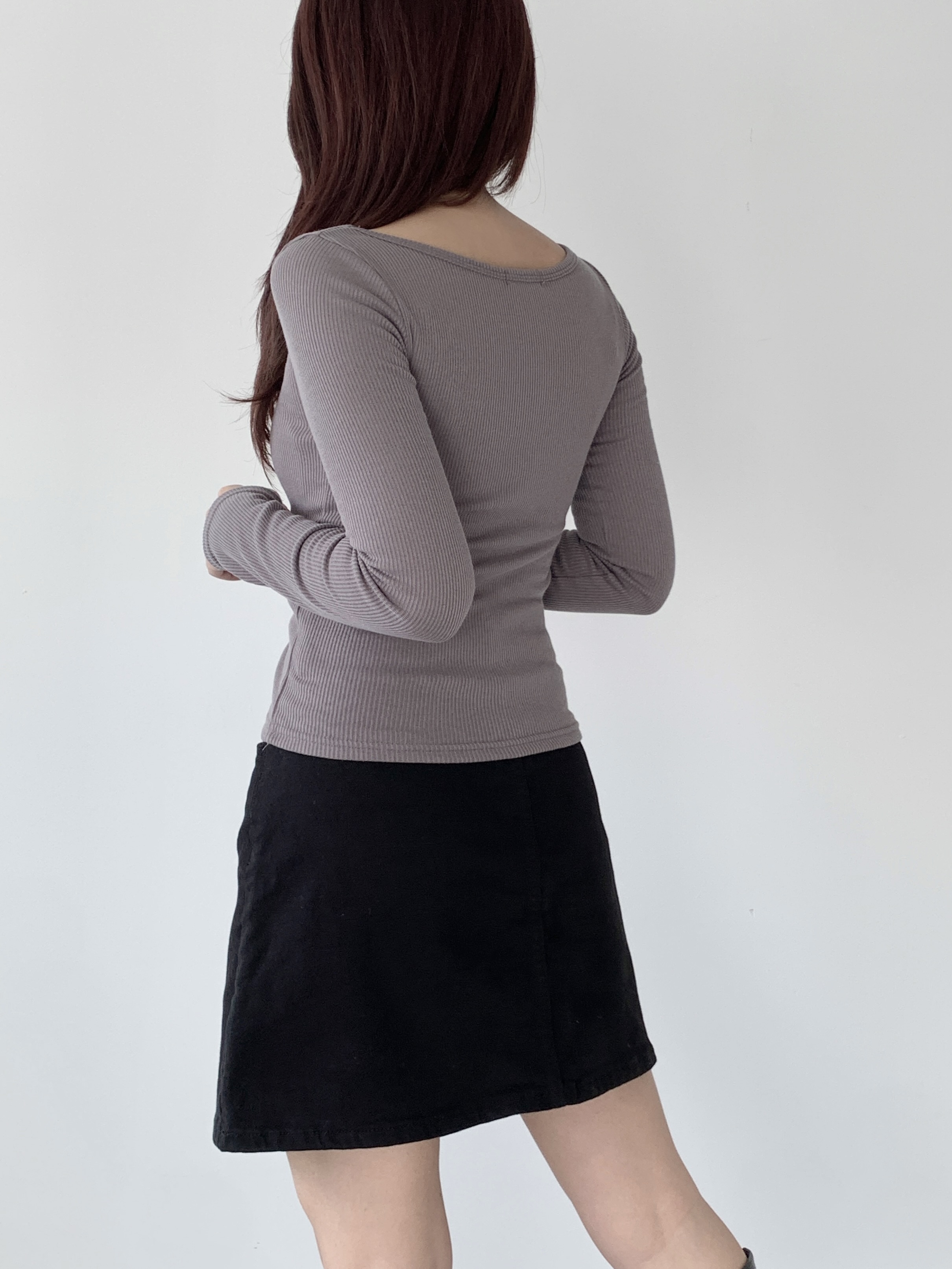 裏起毛ワイドネックスリムリブTシャツ | 詳細画像11