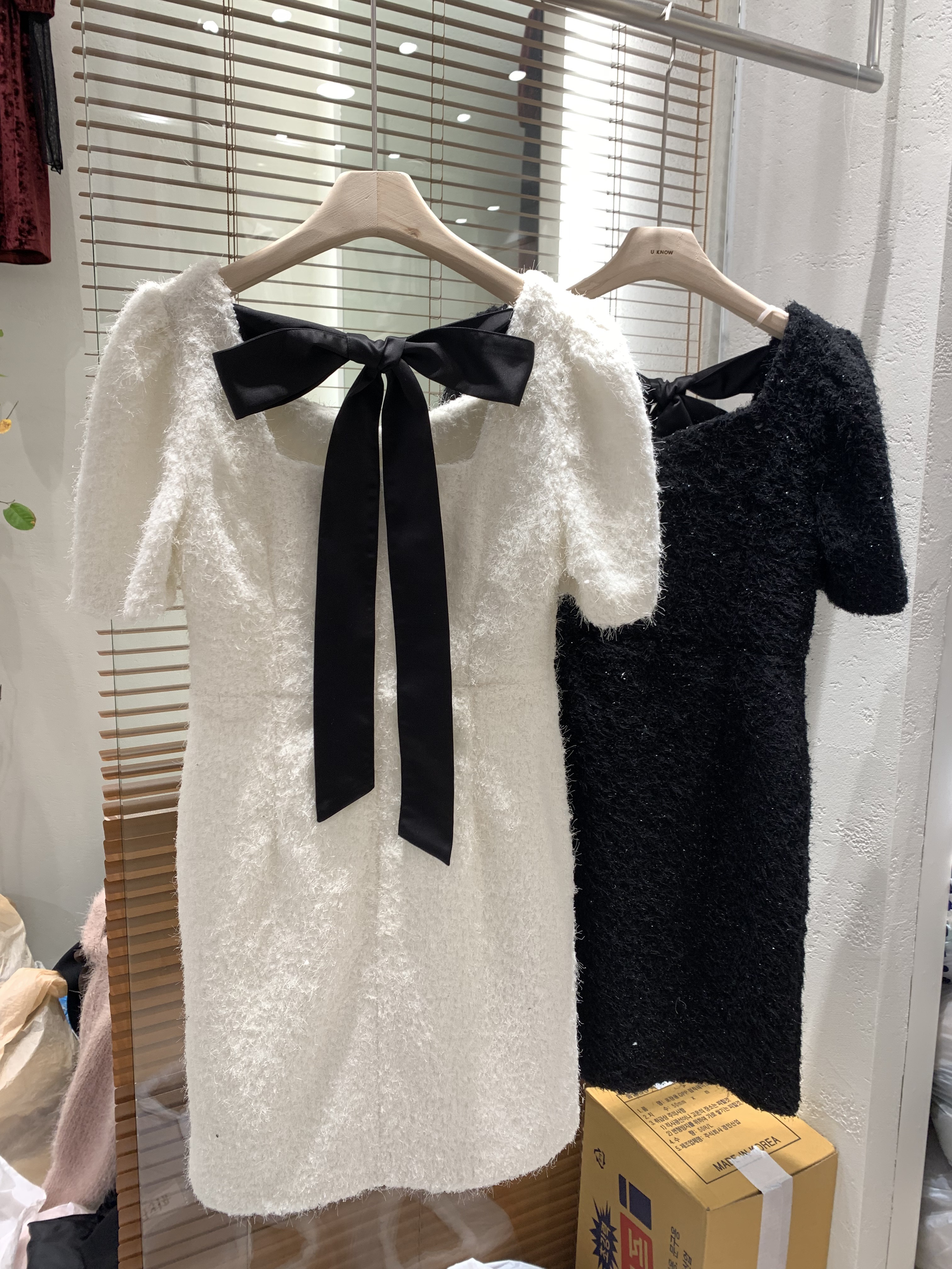 バックリボンハートネックパフ半袖ソフトワンピース | 詳細画像15