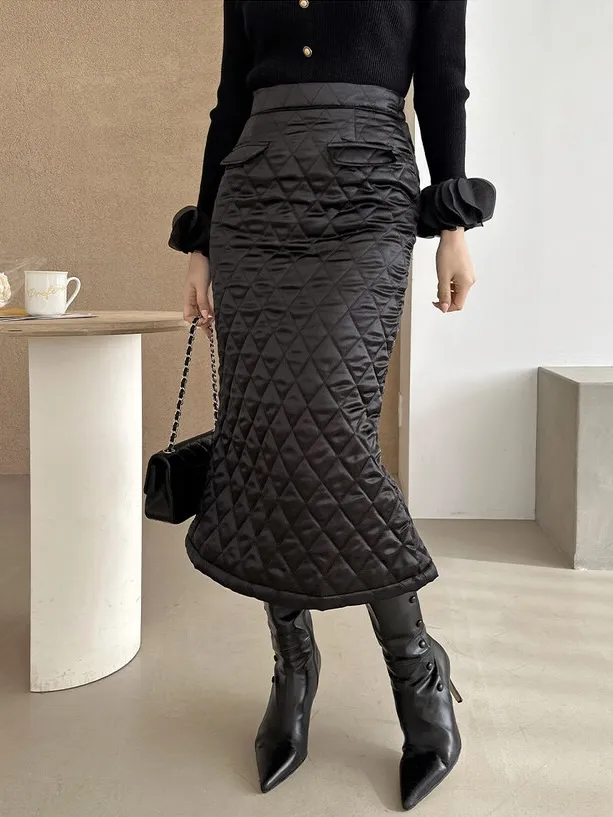 フラップキルティングマーメイドスカート | レディースファッション  