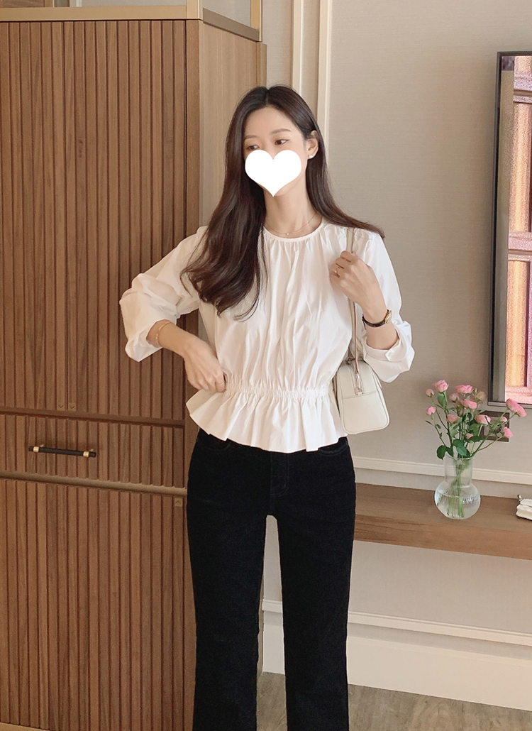 新品☆heve シャーリングペプラムブラウス