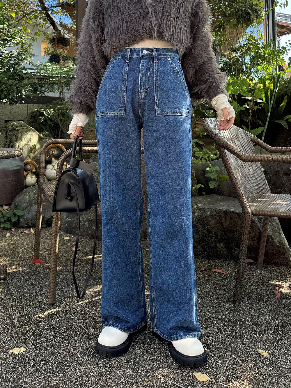 スクエアポケットデニムパンツ | レディースファッション通販 - DHOLIC