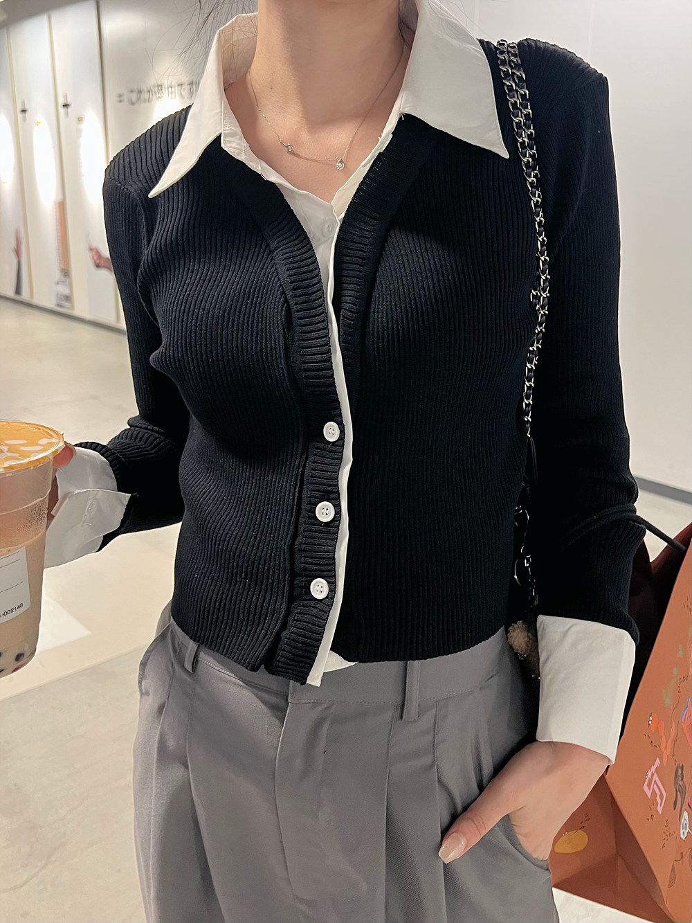 シャツレイヤード風リブニット | 詳細画像2