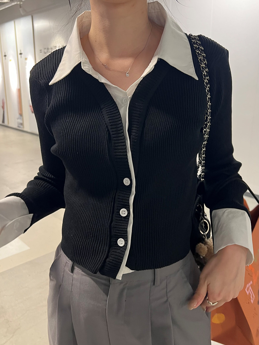 シャツレイヤード風リブニット | 詳細画像4