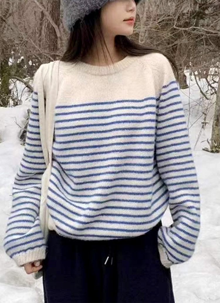 ボーダーラグランスリーブニット | レディースファッション通販 - DHOLIC
