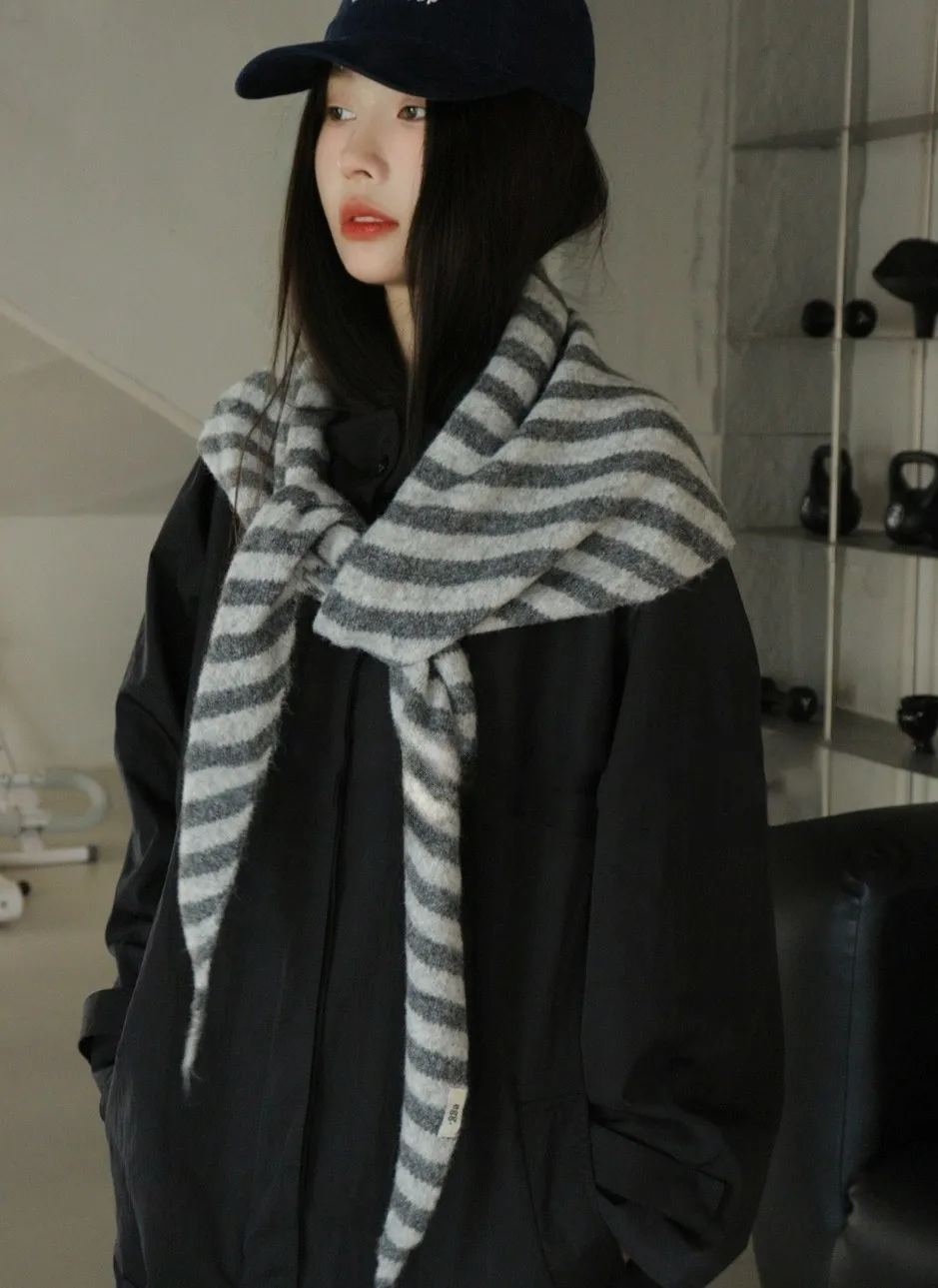 ウール混ニットボーダーマフラー | 詳細画像1