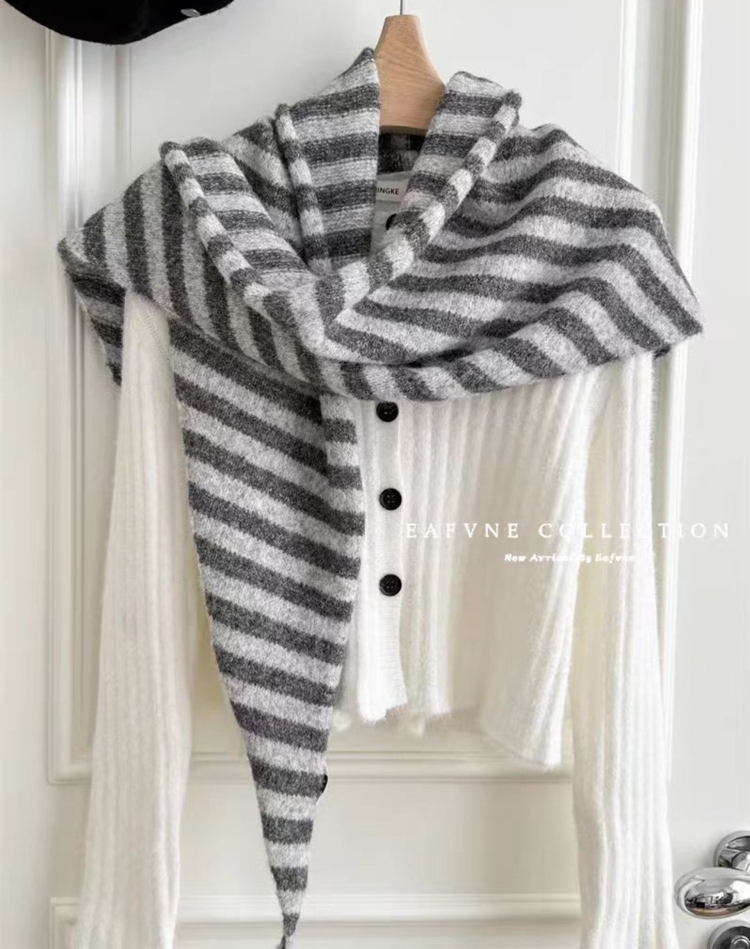 ウール混ニットボーダーマフラー | 詳細画像8