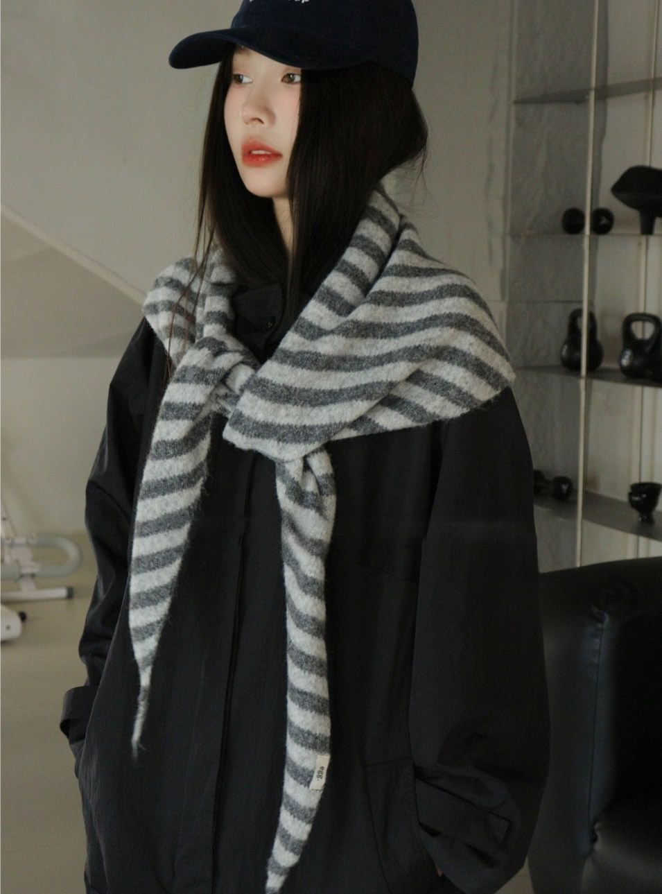 ウール混ニットボーダーマフラー | 詳細画像9