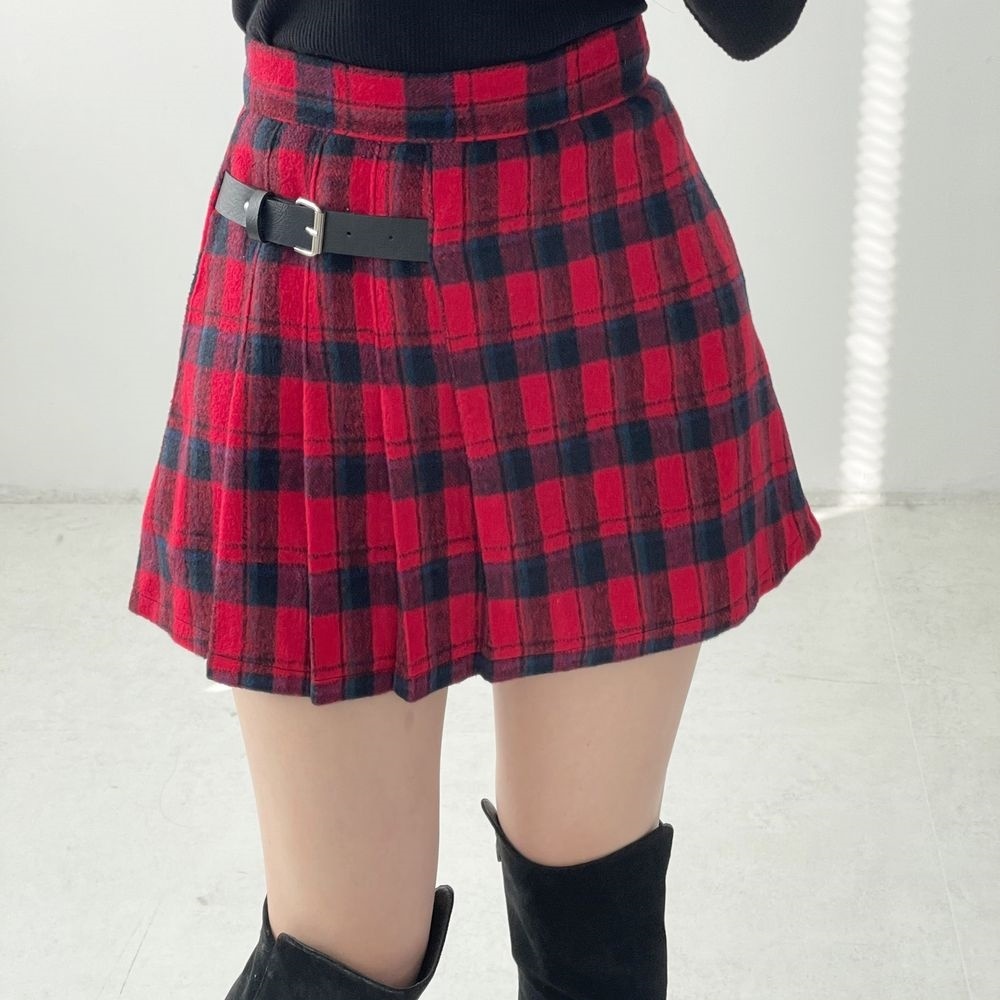 パンツ裏地サイドベルトチェックスカート | 詳細画像12