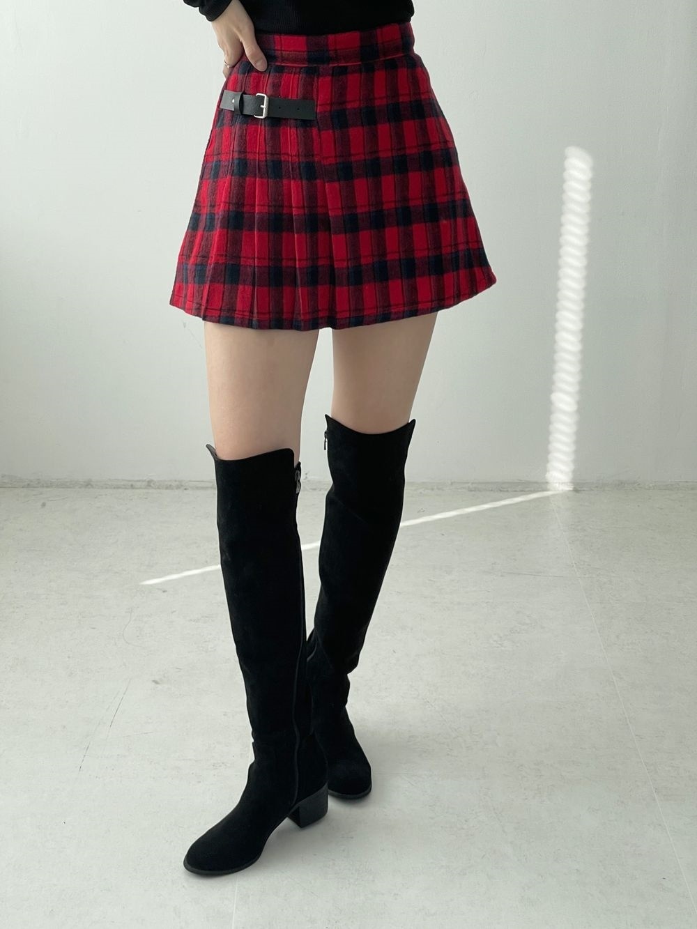 パンツ裏地サイドベルトチェックスカート | 詳細画像13