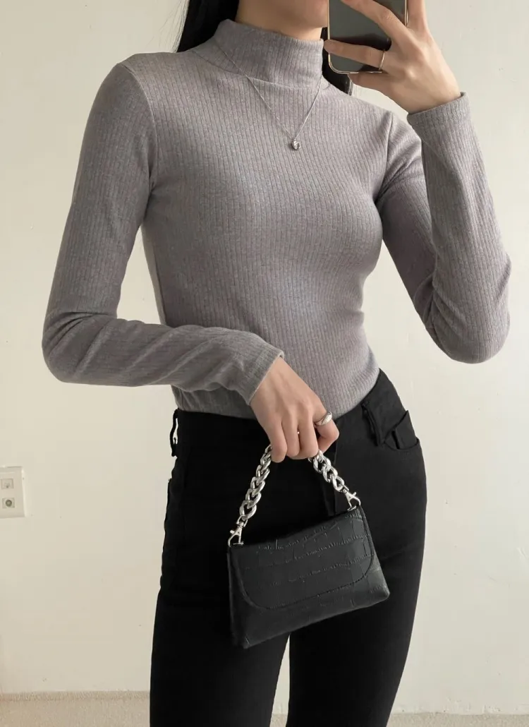 ハーフネックスリム長袖Tシャツ | 詳細画像1