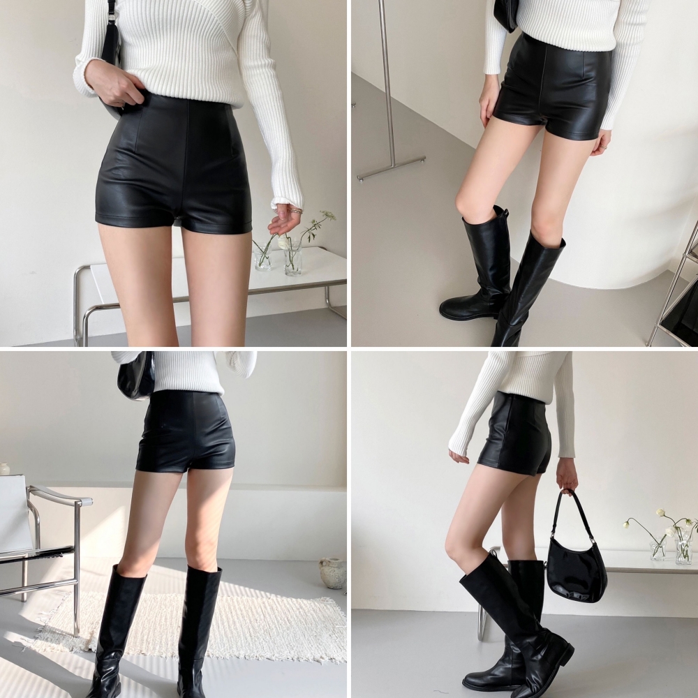 DRAWER ショートパンツ ラムレザー シルク ブラック 38 パンツ