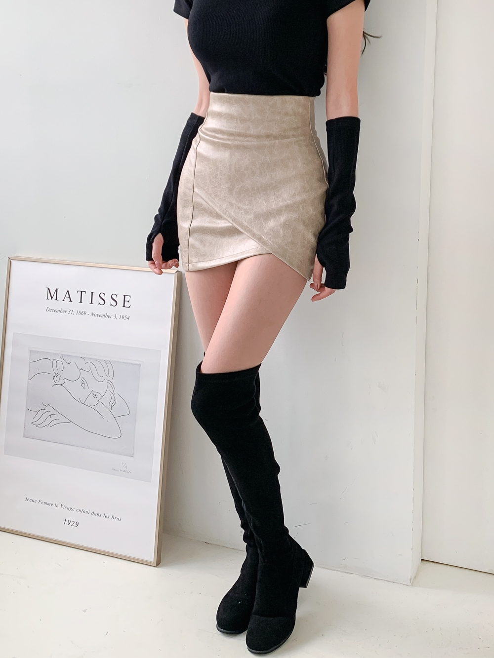 パンツ裏地レザー調チューリップミニスカート | 詳細画像13