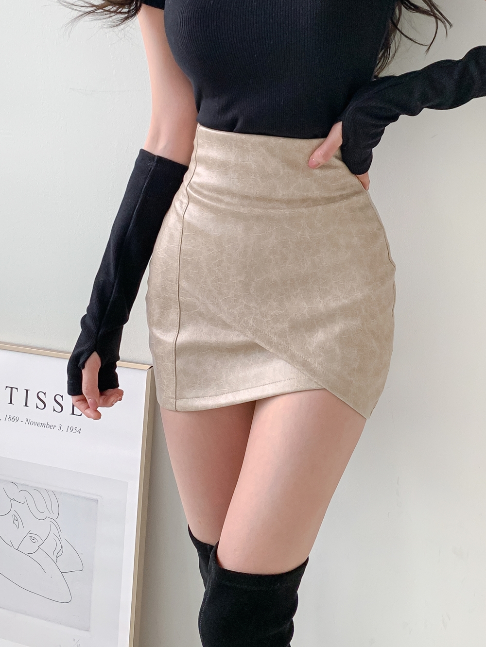 パンツ裏地レザー調チューリップミニスカート | 詳細画像17