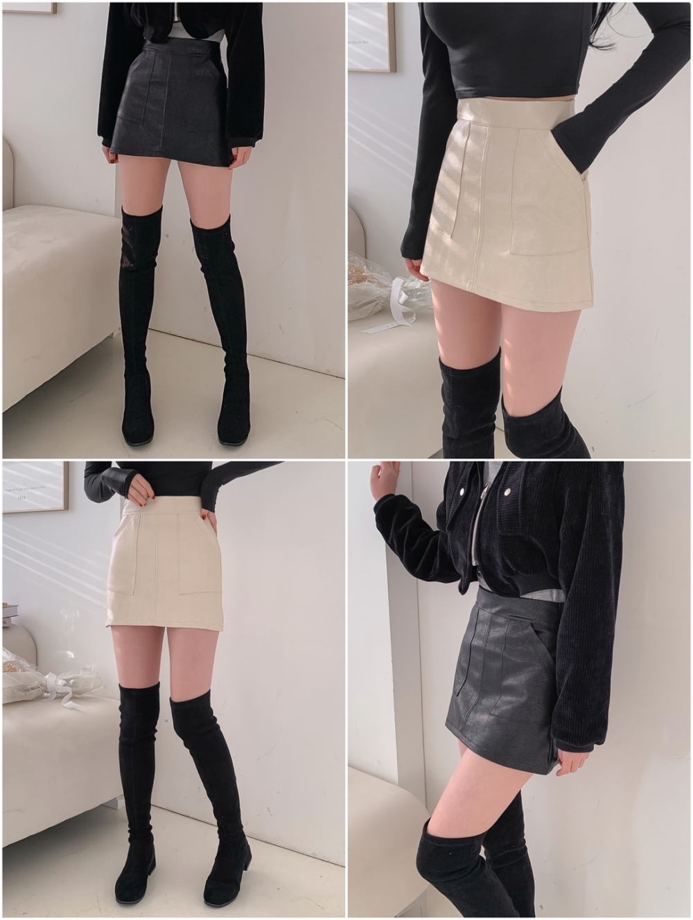 パンツ裏地ポケットレザー調ミニスカート | 詳細画像4