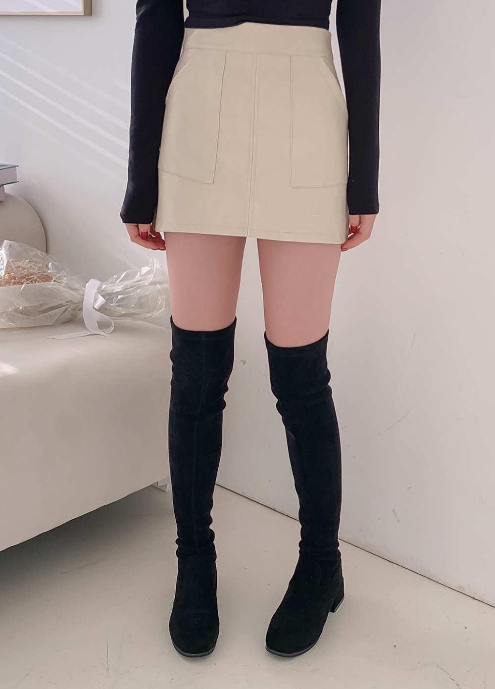 パンツ裏地ポケットレザー調ミニスカート | 詳細画像17