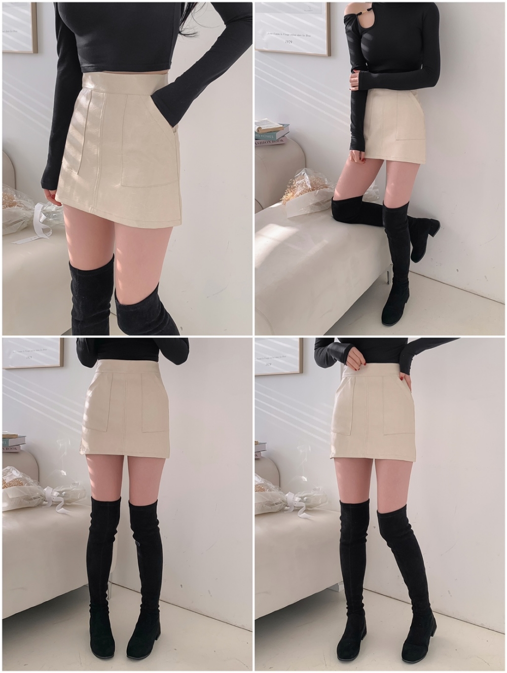 パンツ裏地ポケットレザー調ミニスカート | 詳細画像26