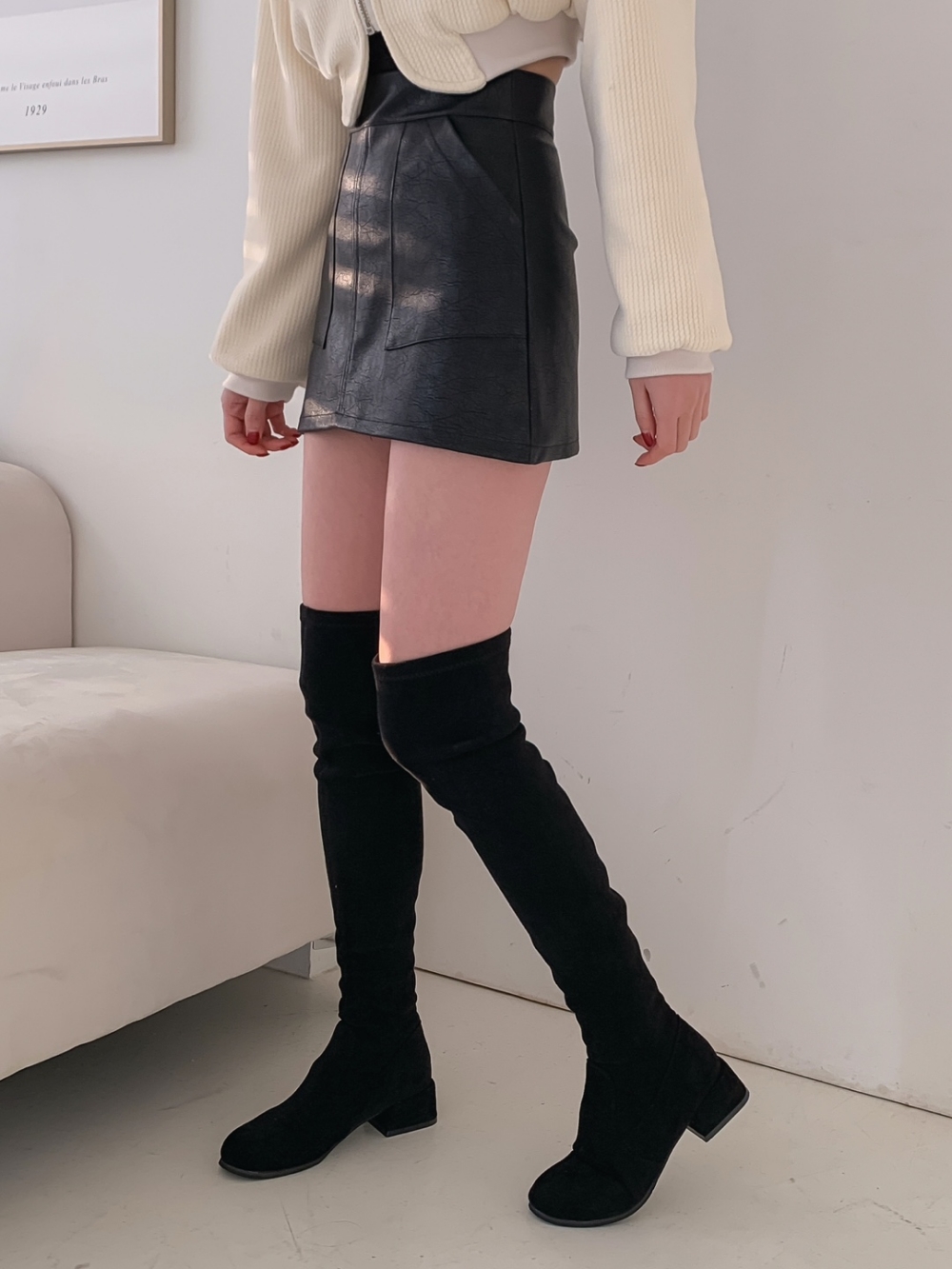 パンツ裏地ポケットレザー調ミニスカート | 詳細画像25
