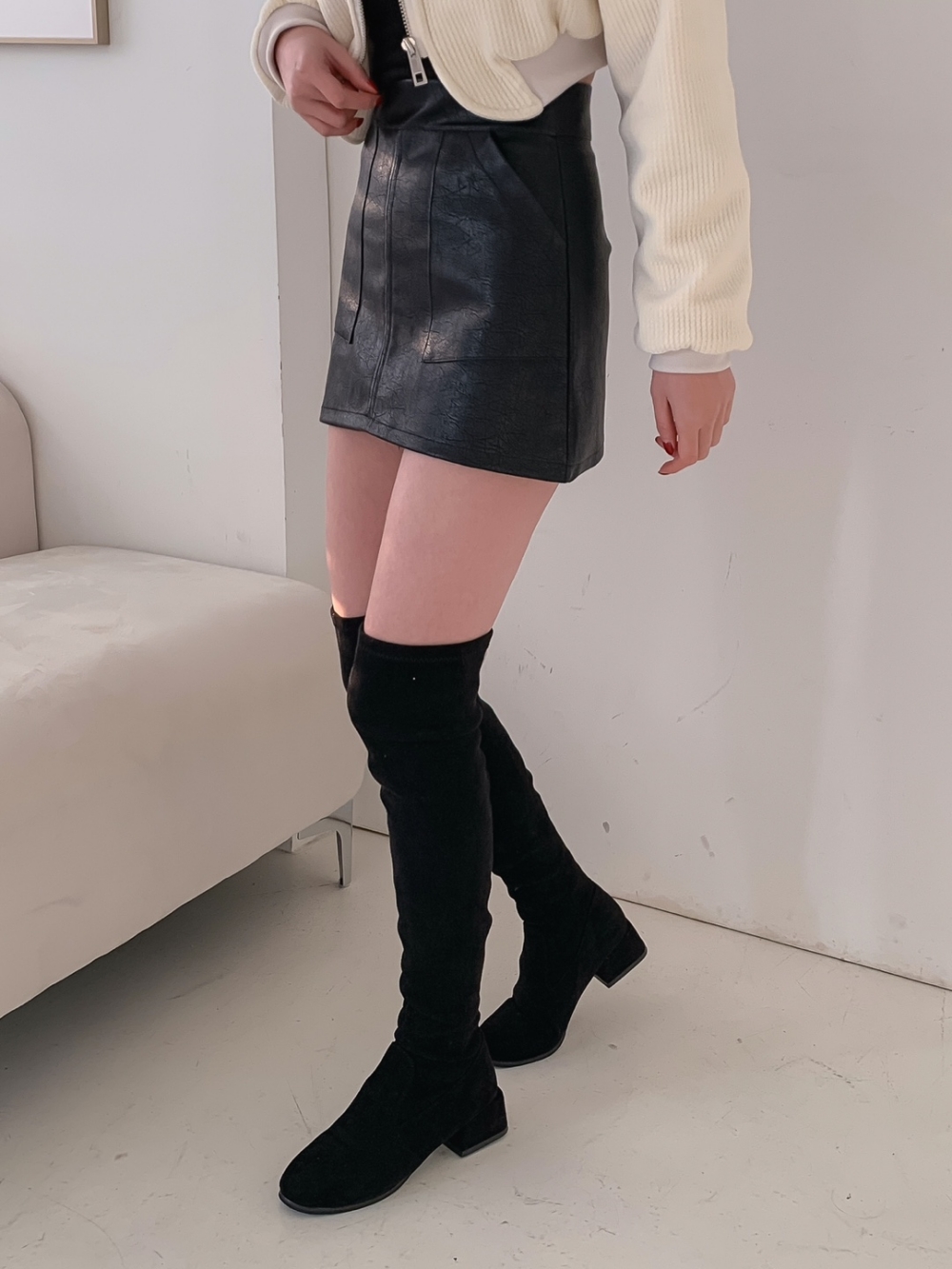 パンツ裏地ポケットレザー調ミニスカート | 詳細画像20