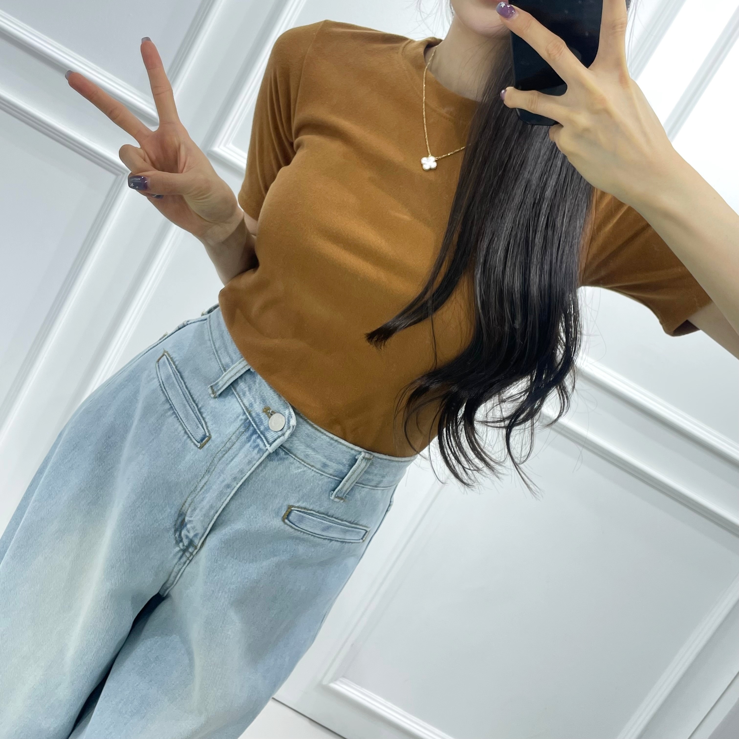 起毛半袖スリムTシャツ | 詳細画像8