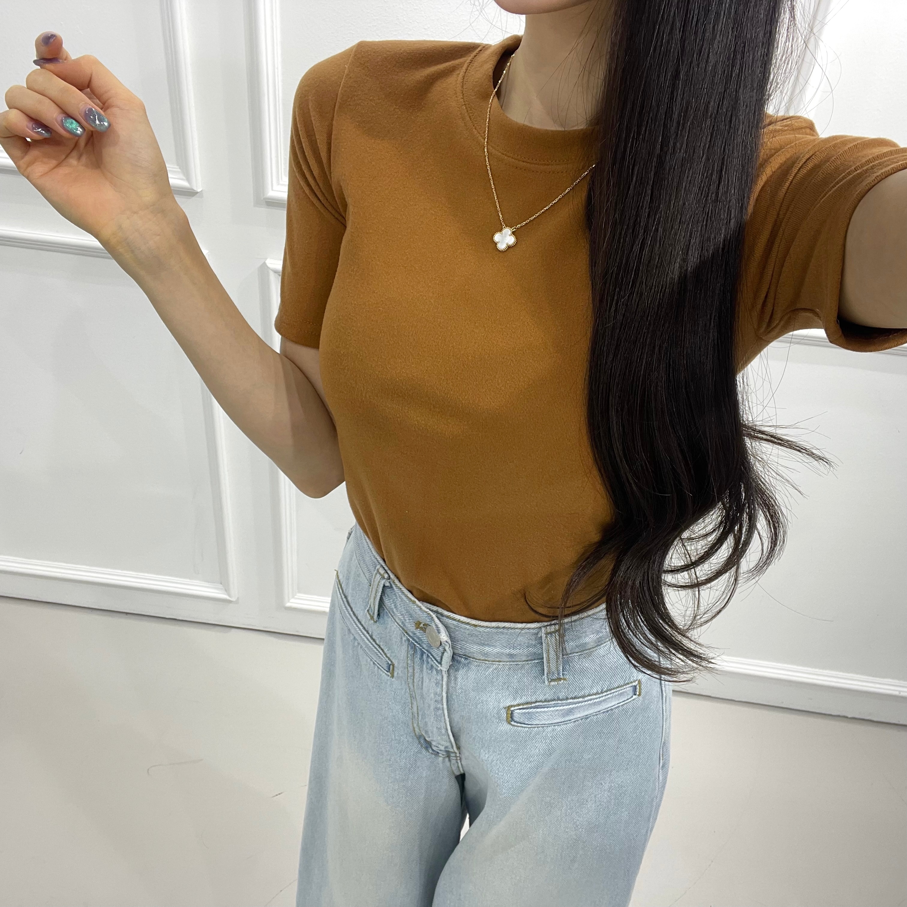 起毛半袖スリムTシャツ | 詳細画像9
