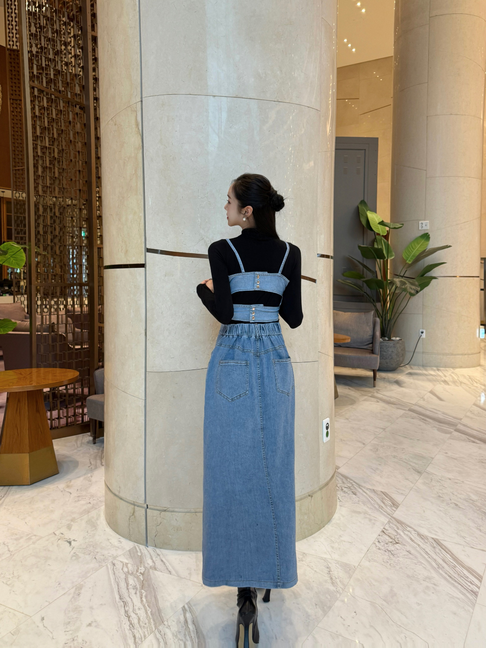 ビッグリボンデニムビスチェ&デニムスカートSET | レディース