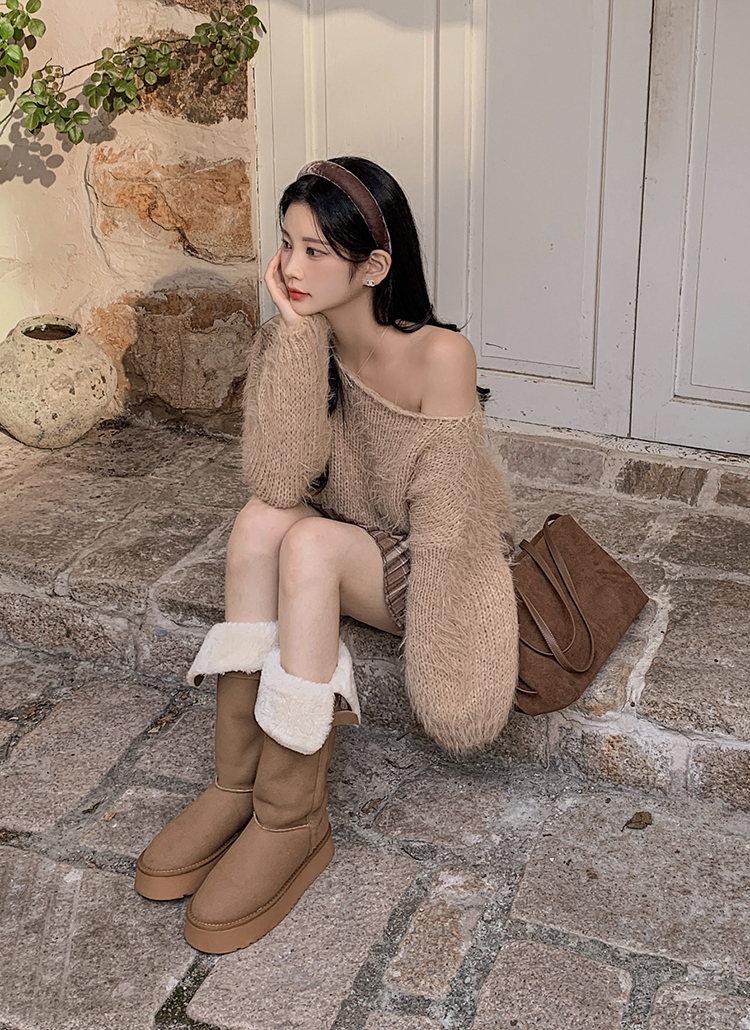 ベルトムートン風ロングブーツ | レディースファッション通販 - DHOLIC