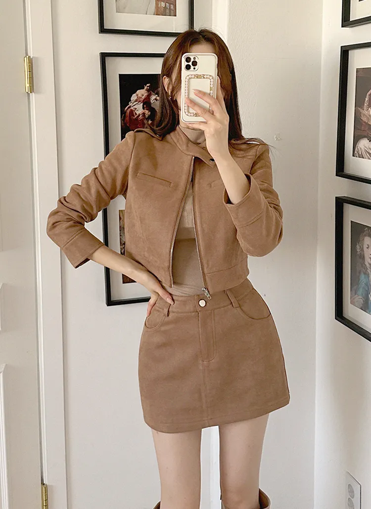 スエード調エポレットジャンパー&ミニスカートSET | レディース  