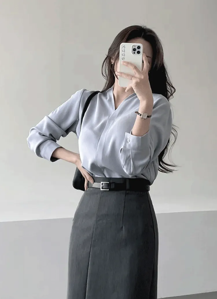 Vネックシフォンブラウス | ganadaran | 詳細画像1