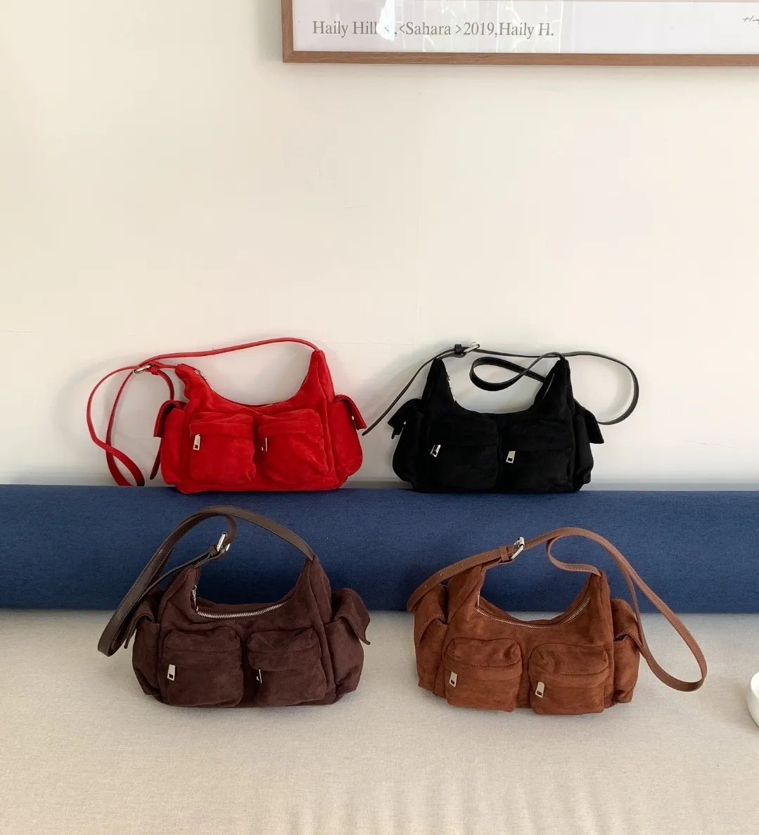 スエード調ジップポケットショルダーバッグ | 詳細画像1