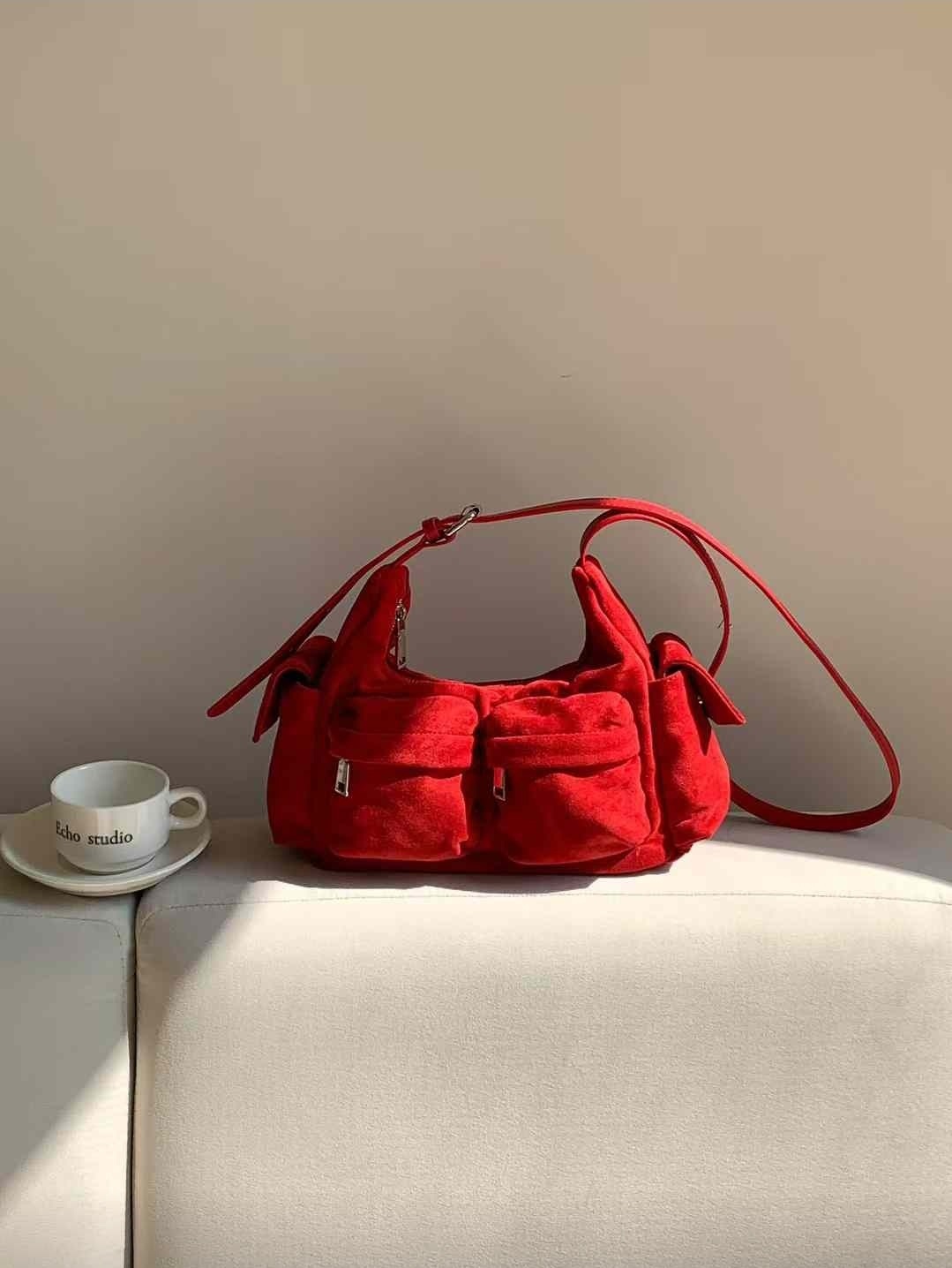 スエード調ジップポケットショルダーバッグ | 詳細画像7