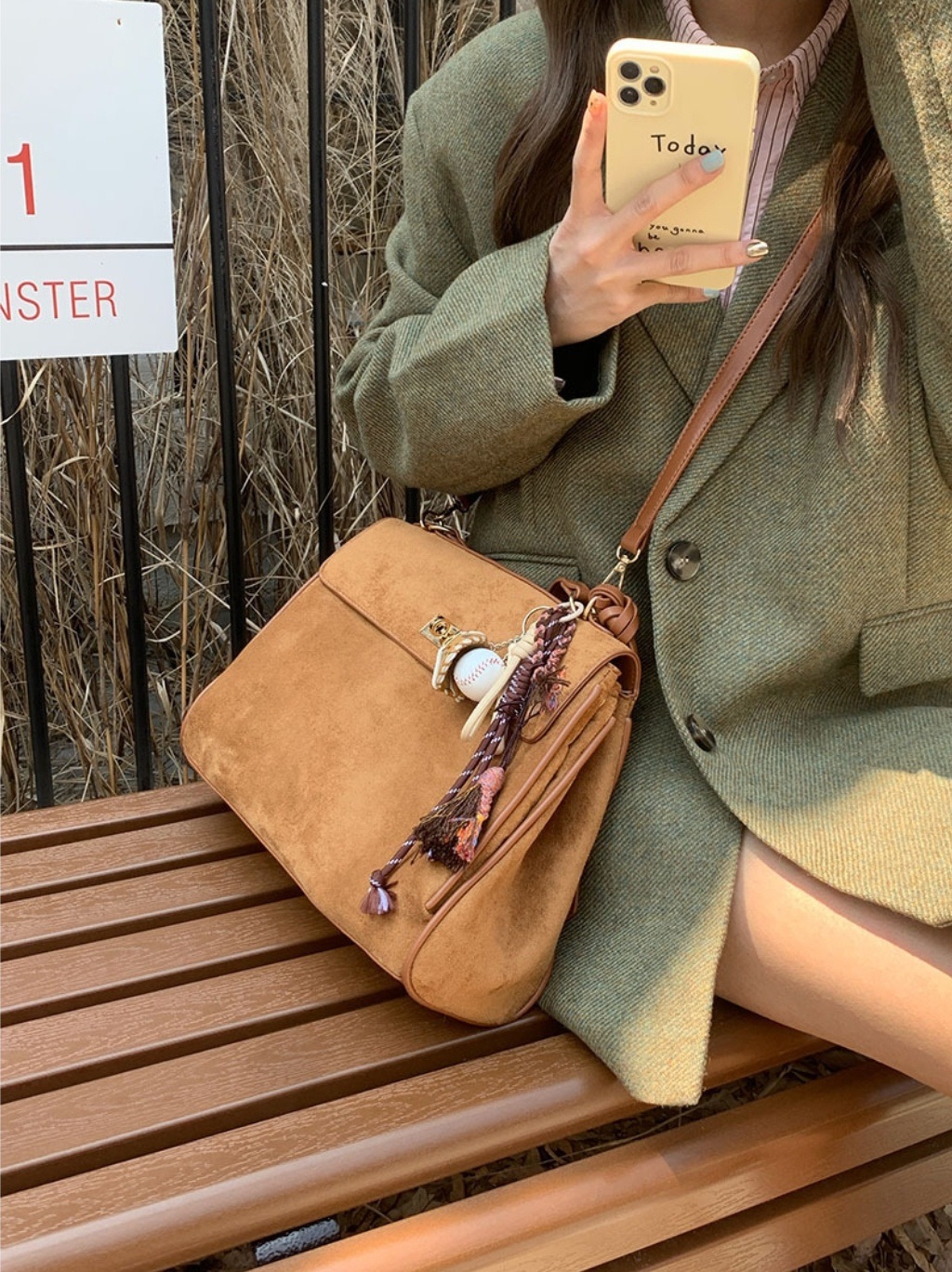 タグ付2WAYスエード調バックルフラップバッグ | 詳細画像7