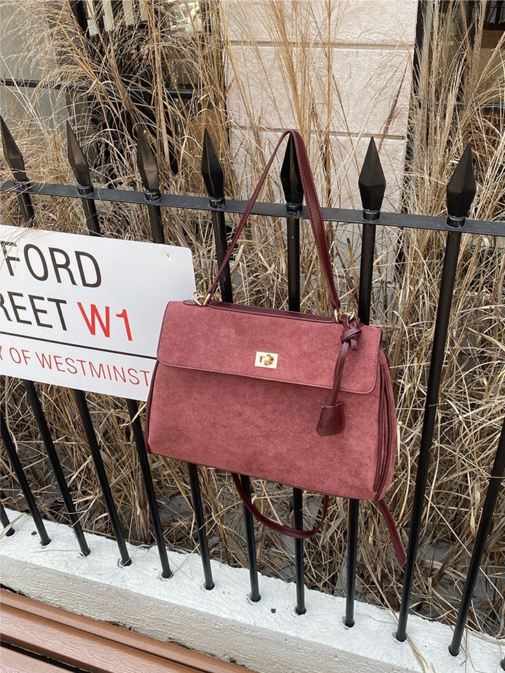 タグ付2WAYスエード調バックルフラップバッグ | 詳細画像11