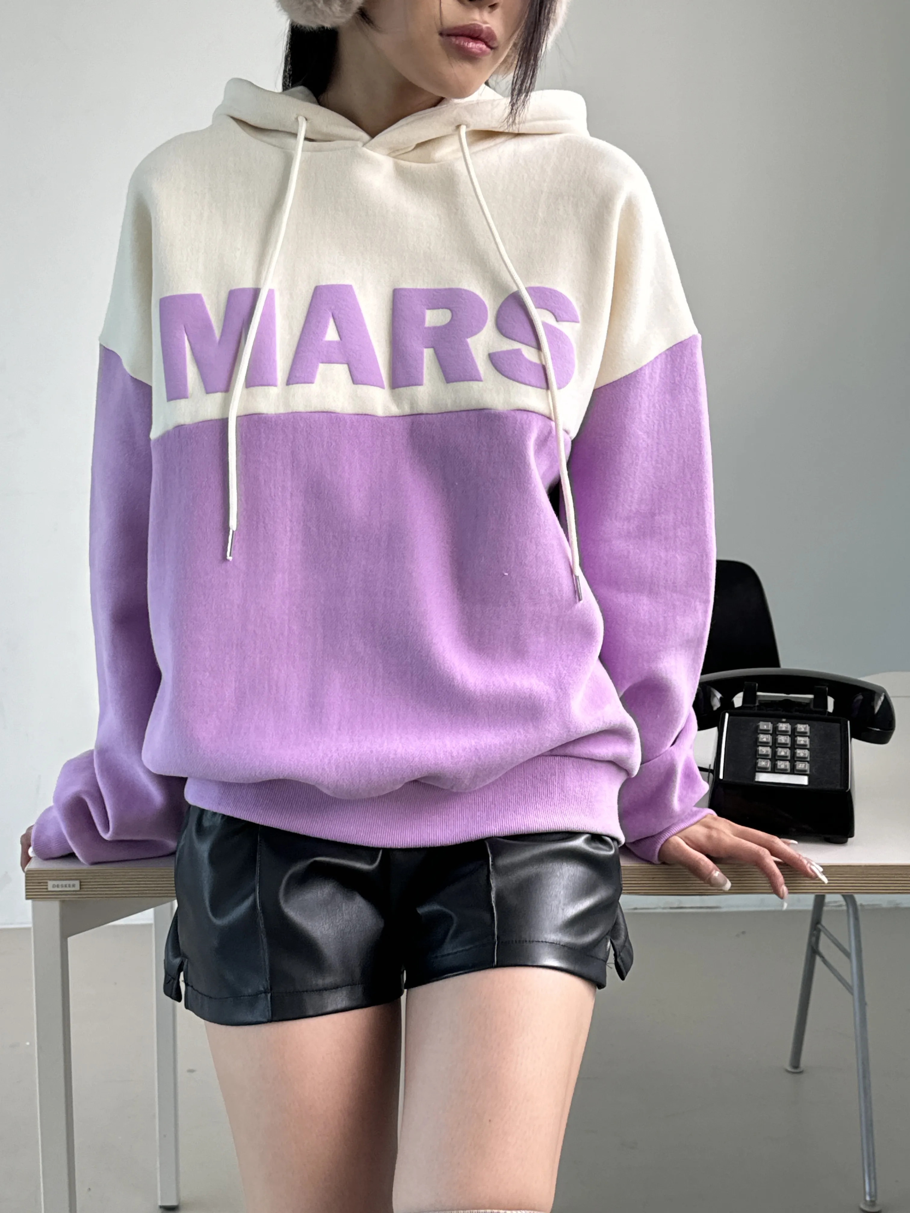 両起毛MARSロゴバイカラーパーカー | レディースファッション