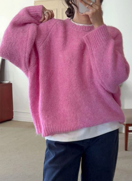 美品 バトナー アルパカ シルク混 ラグラン ニットセーター アイボリー 5回再販](ORIGINAL) ラインアートアルパカニット (ivory