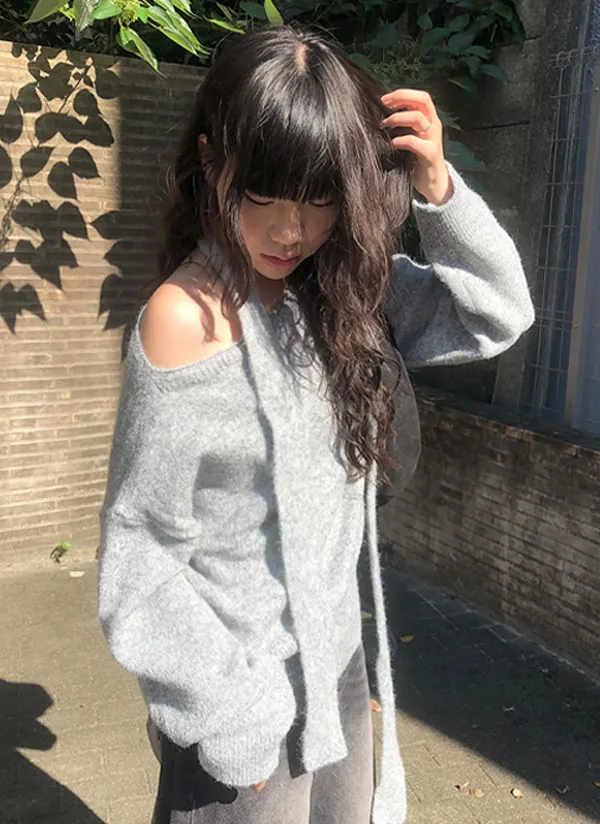 マフラー付ボートネックルーズニット | anyonemore | 詳細画像1