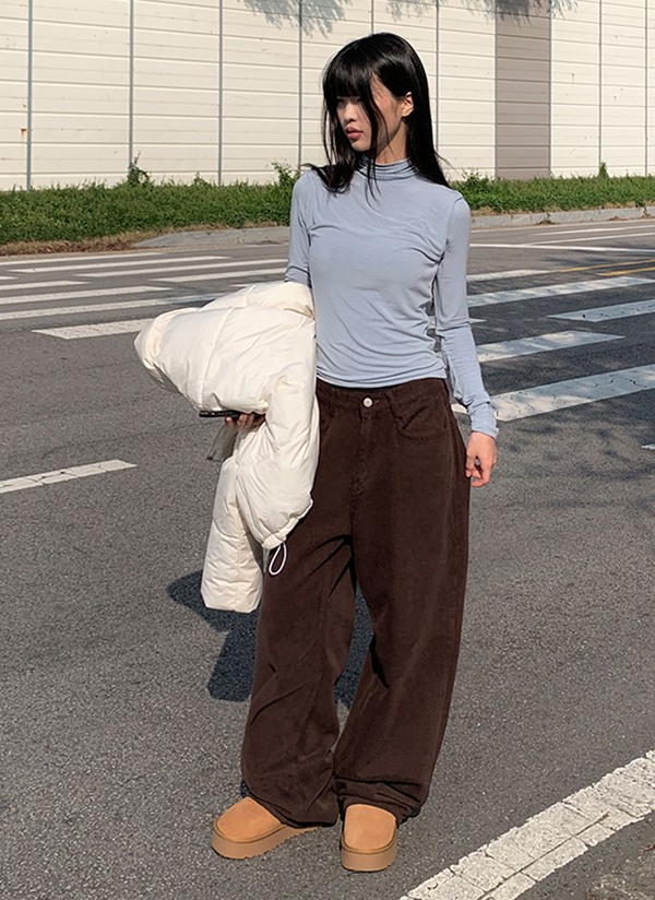 裏起毛コーデュロイワイドパンツ | レディースファッション通販 - DHOLIC