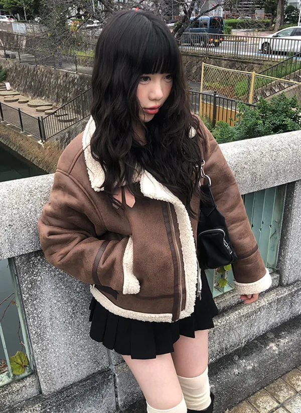 ダブルベルトネックムートン風ジャケット | anyonemore | 詳細画像1