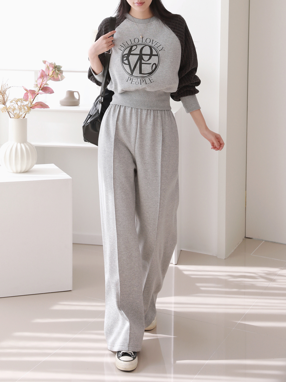 裏起毛リブラグランLOVEロゴスウェット&イージーパンツSET | 詳細画像9