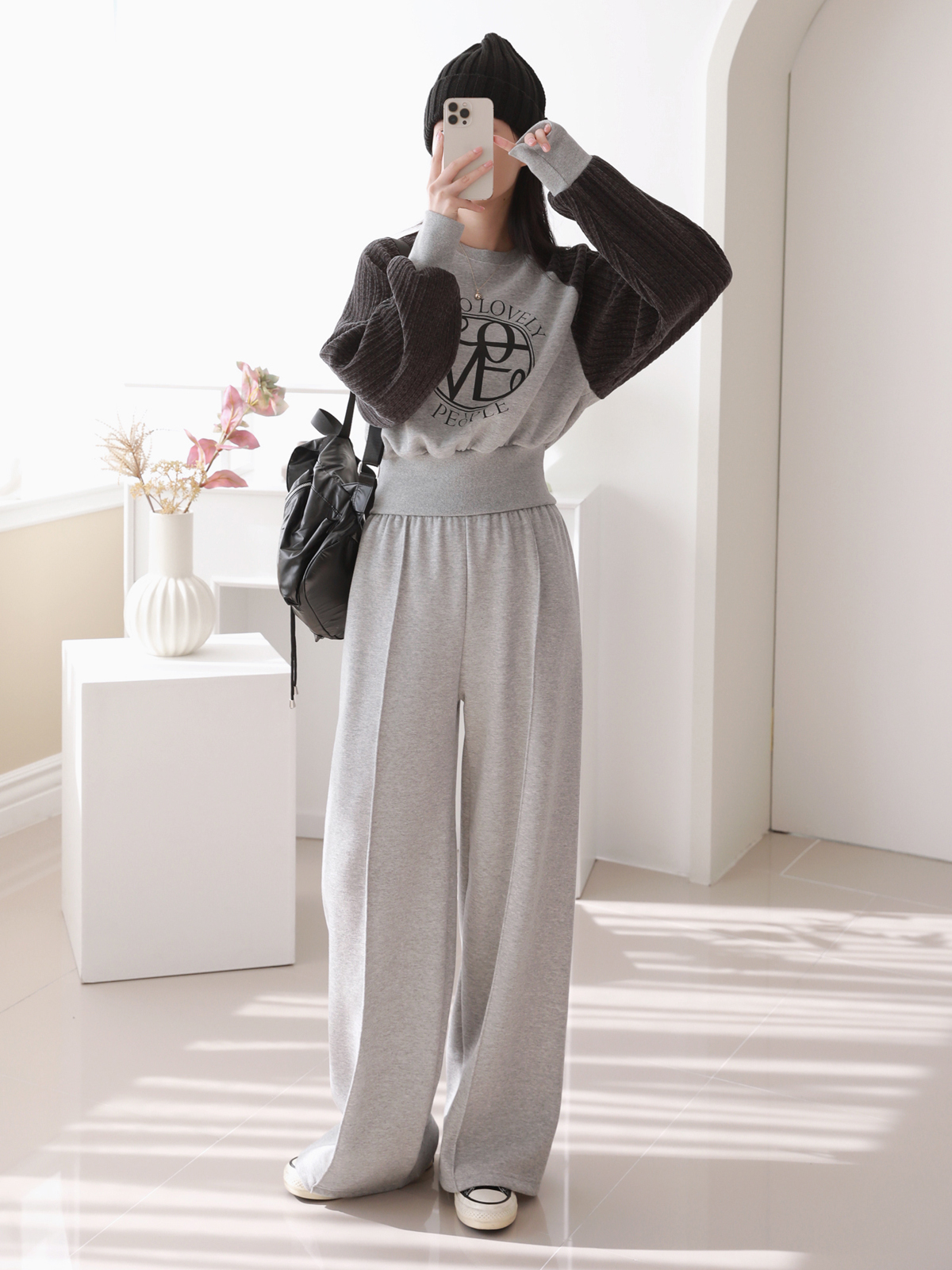 裏起毛リブラグランLOVEロゴスウェット&イージーパンツSET | 詳細画像10