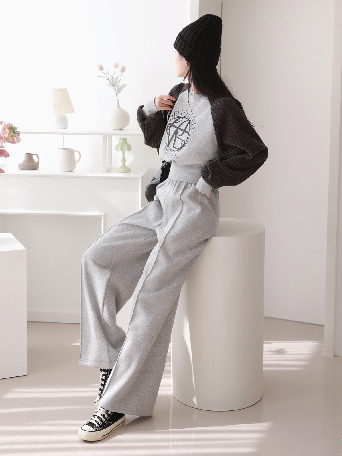 裏起毛リブラグランLOVEロゴスウェット&イージーパンツSET | 詳細画像11