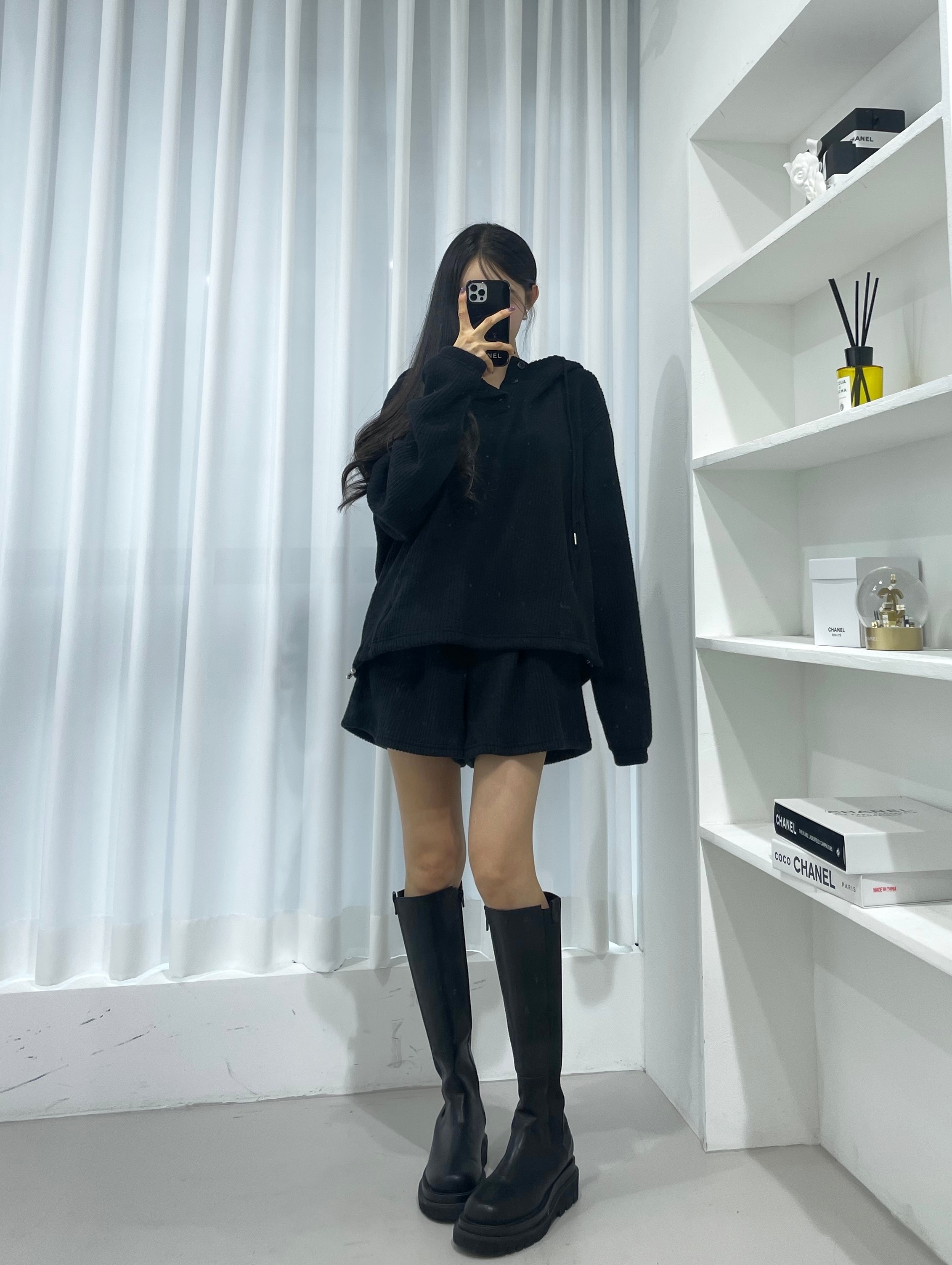 ハーフボタンフードドロストリブスウェット&ショートパンツSET | 詳細画像8