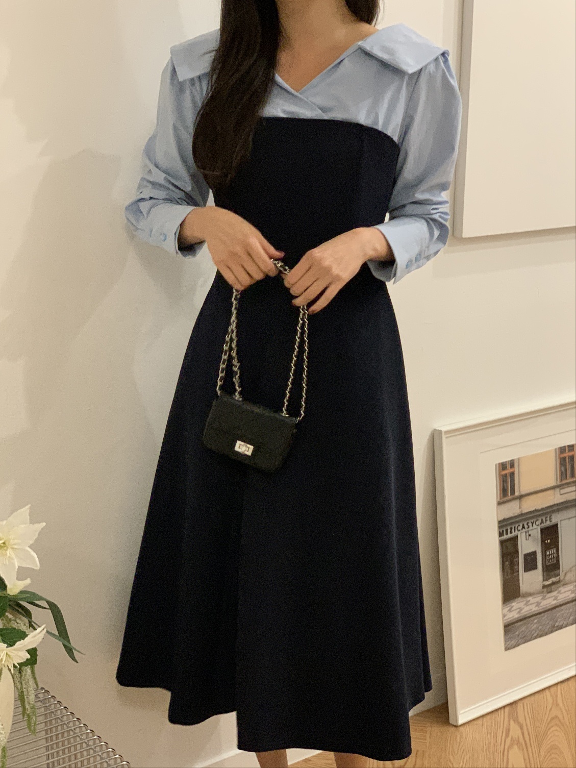 配色カシュクールカラーAラインワンピース | 詳細画像6