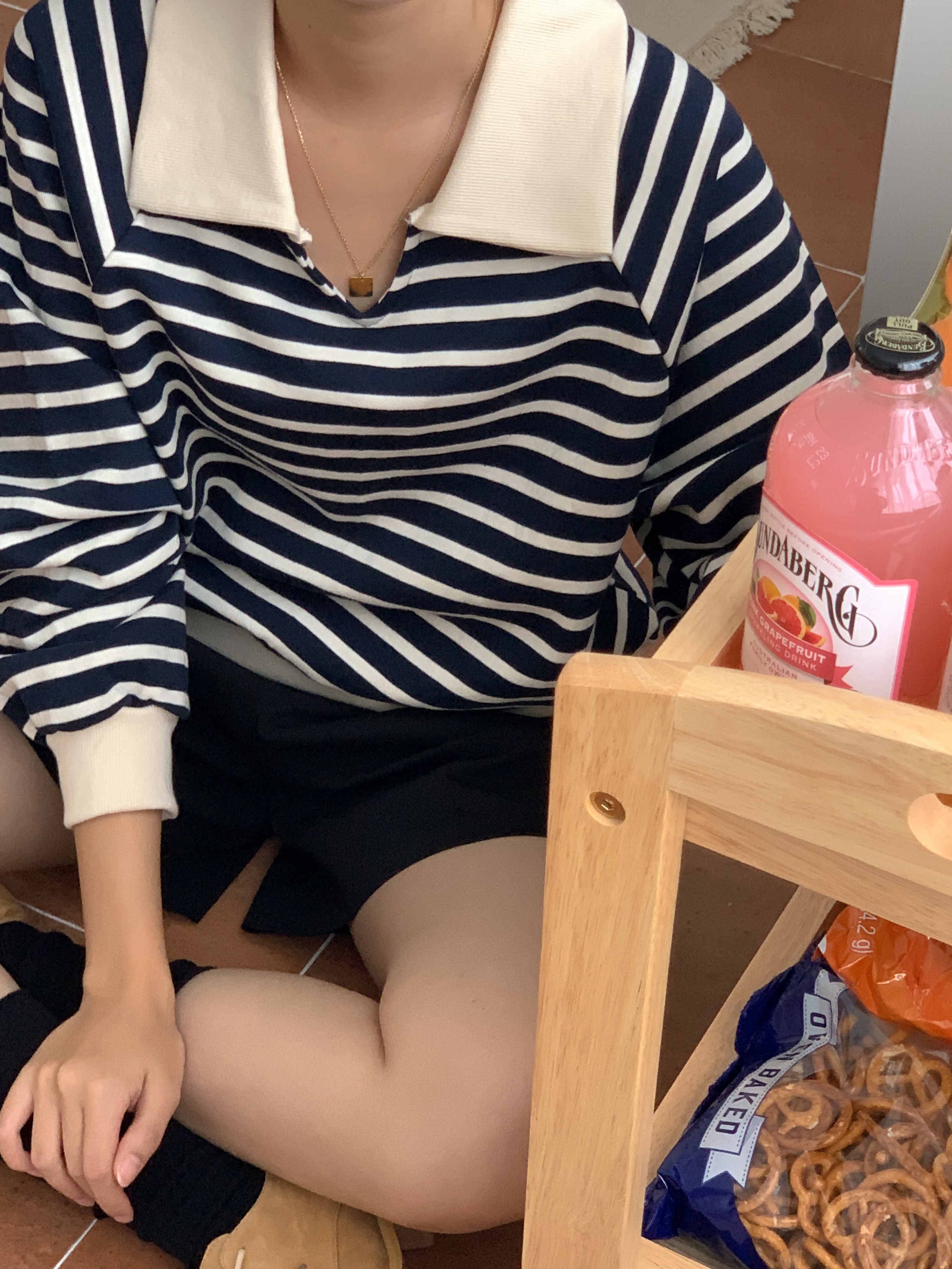 裏起毛スキッパーラグランボーダースウェット | 詳細画像13