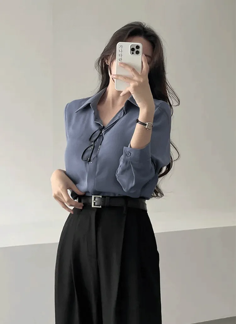 シンプルフライフロントシャツブラウス | ganadaran | 詳細画像1