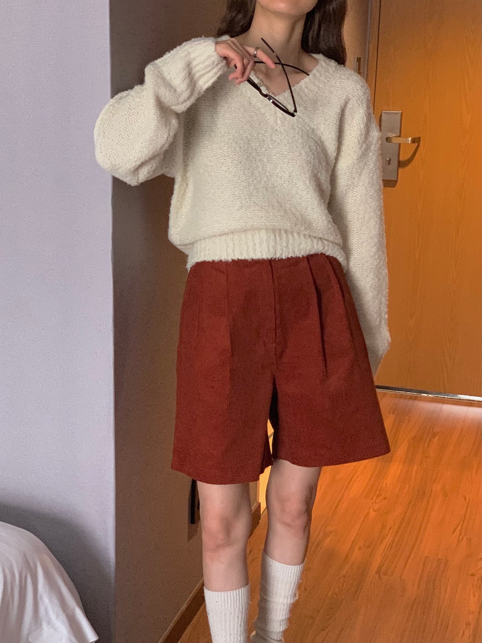 ツータックコーデュロイハーフパンツ | レディースファッション通販