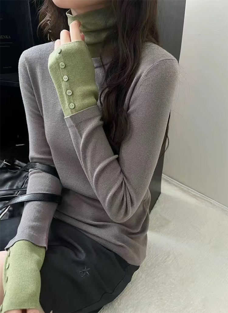 春色デザイン レイヤード風 ハイネック ニット ドッキングセーター ニッチデザイン シャツオン風 ざっくりニットセーター シンプルコーデ 楽天市場】春色デザイン レイヤード風 ハイネック ニット