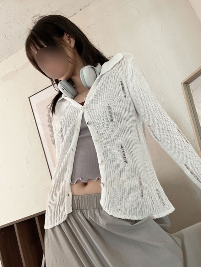 カラーVネックダメ―ジリブカーディガン | 詳細画像5